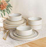 Ceramic Dinnerware Sets, Handmade Reactive Glaze Stoneware Plates and Bowls Sets,Highly Chip and Crack Resistant |