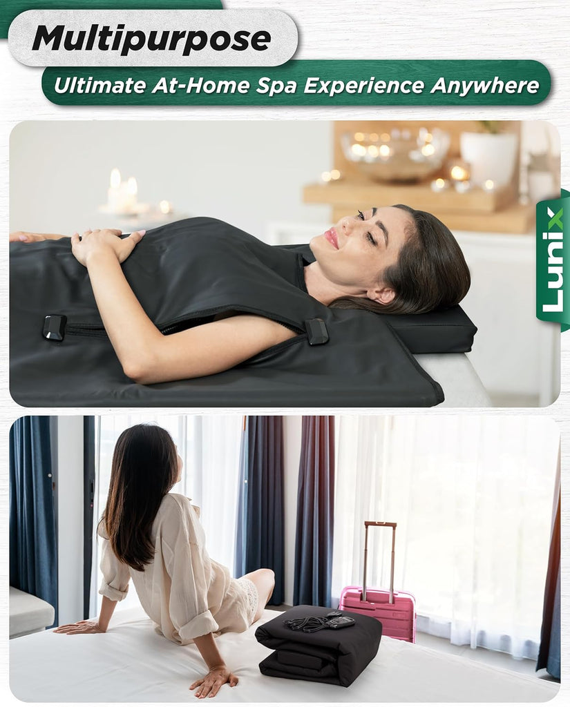 LX17 Infrared Sauna Blanket, Portable Sauna Bag for Relaxation, Detox & Stress Relief, Adjustable Heat 77