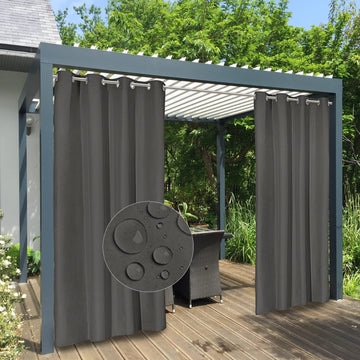 100% Waterproof Outdoor Curtains 54x96 inch, Dark Grey