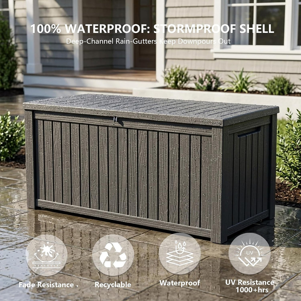 Outdoor Storage Box, 200 Gallon Waterproof Deck Box [Upgraded 3.0], Premium Hydraulic Cushion Storage Chest