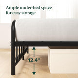 Leonardo Metal Platform Bed Frame, Victorian Spindle Style Headboard and Footboard, Heavy Duty Bed Base