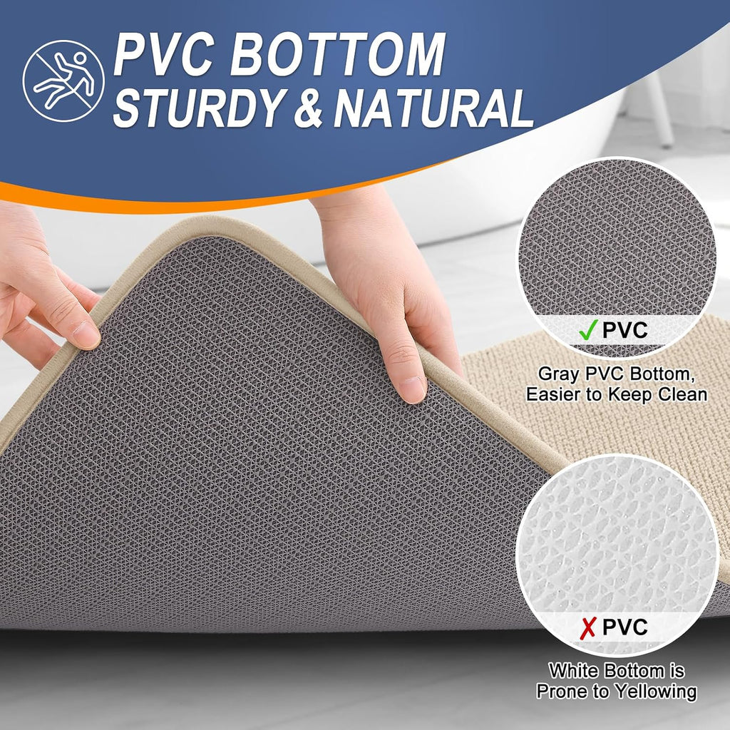 Thick Memory Foam Bathroom Rugs 30x20, Absorbent Bath Mat, Beige | Soft Quick Dry Bath Rugs, Non-Slip, Machine