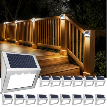 Solar Deck Lights Perfect for Fence, Step, Stair Decor-Cool White-16P