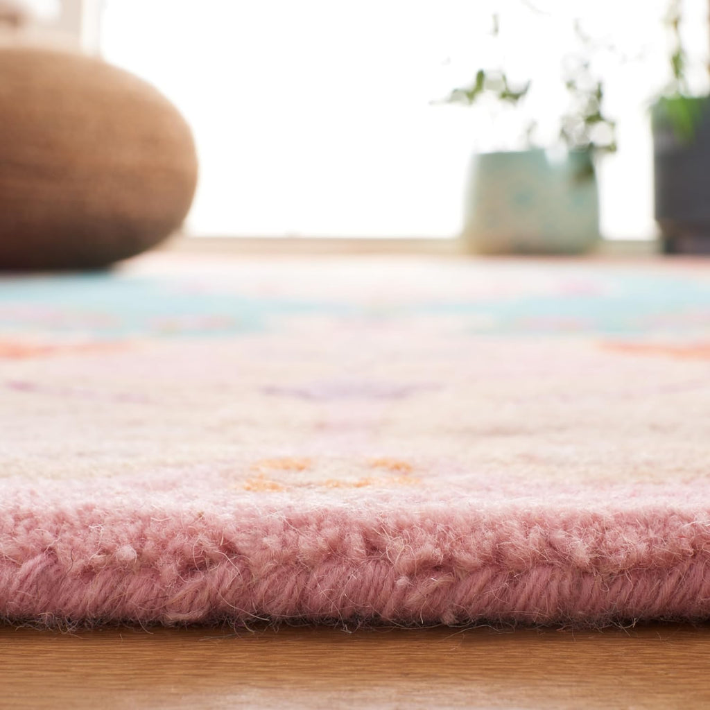 Bellagio Area Rug - 9' x 12', Blue & Pink, Handmade Medallion Wool