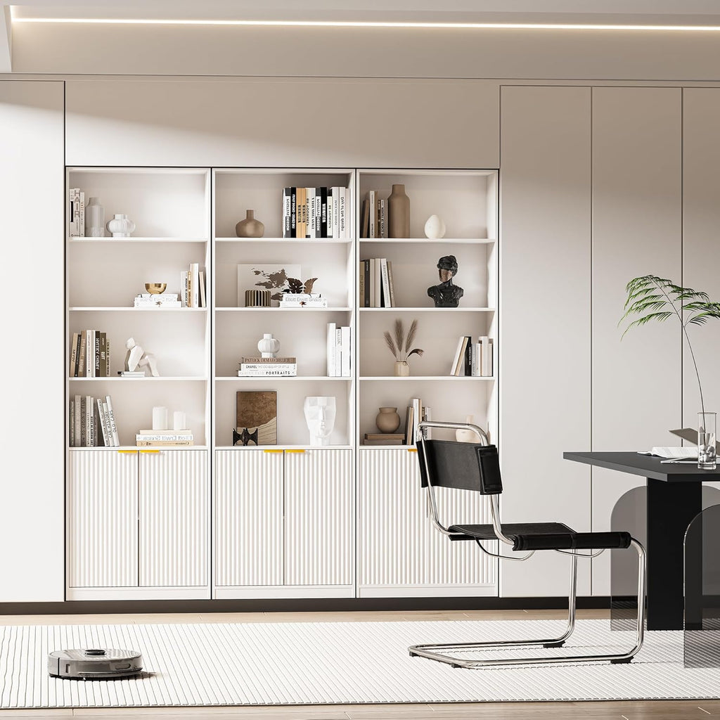 72" Tall Book Shelve Bookcases with Doors, Floor Standing 6 Shelf Display Shelves, Bookshelf with Storage Shelf