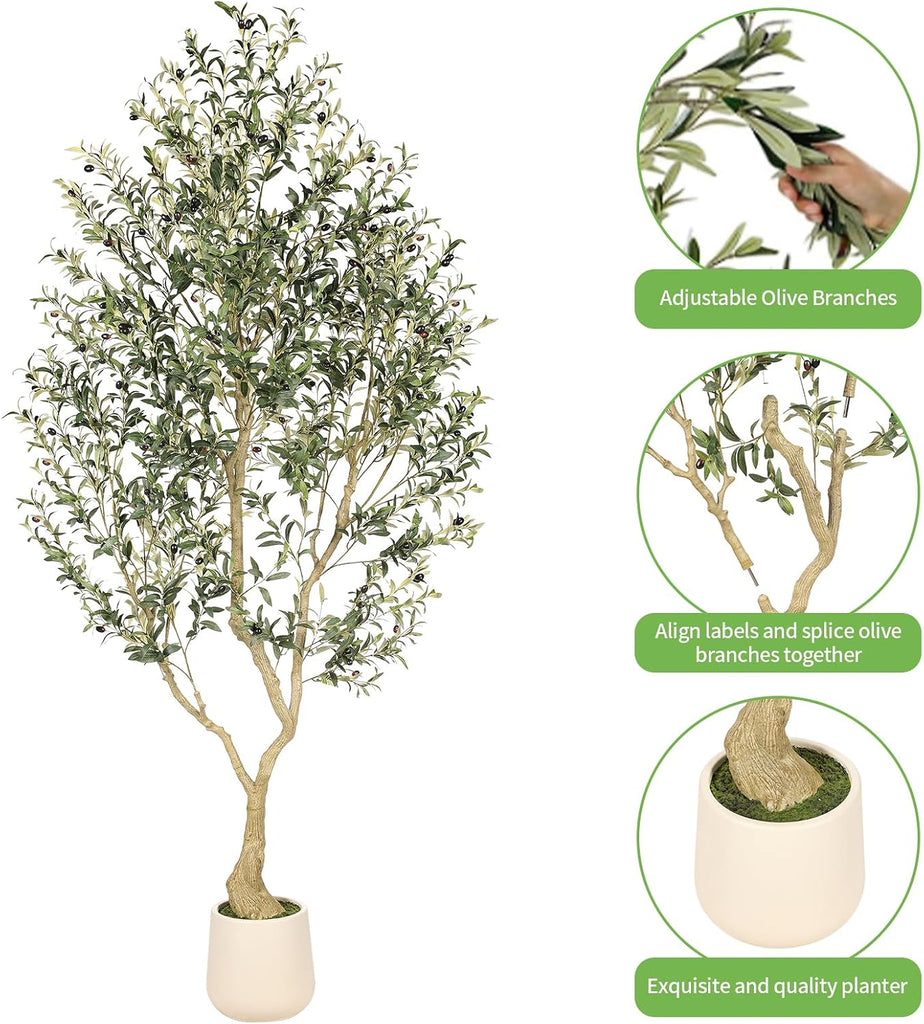 8ft Faux Olive Tree with Tall Exquisite Planter
