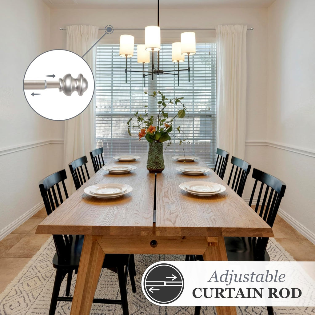 Kendall Standard Decorative Window Curtain Rod, KN71716, 28-48" (71cm-122cm), 5/8" (15.8mm) diameter, Brushed Nickel
