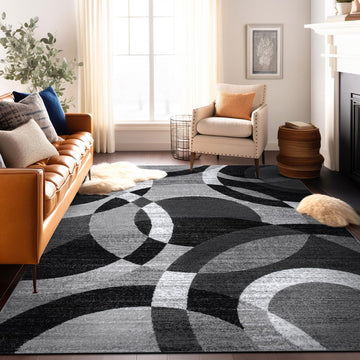 Contemporary Abstract Circles Perfect for high Traffic Areas of Your Living Room,Bedroom,Home Office,Kitchen Area Rug