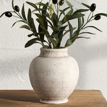 Ceramic Rustic Vase, Small Flower Farmhouse Vase Decorative Vase Short Pottery Vases