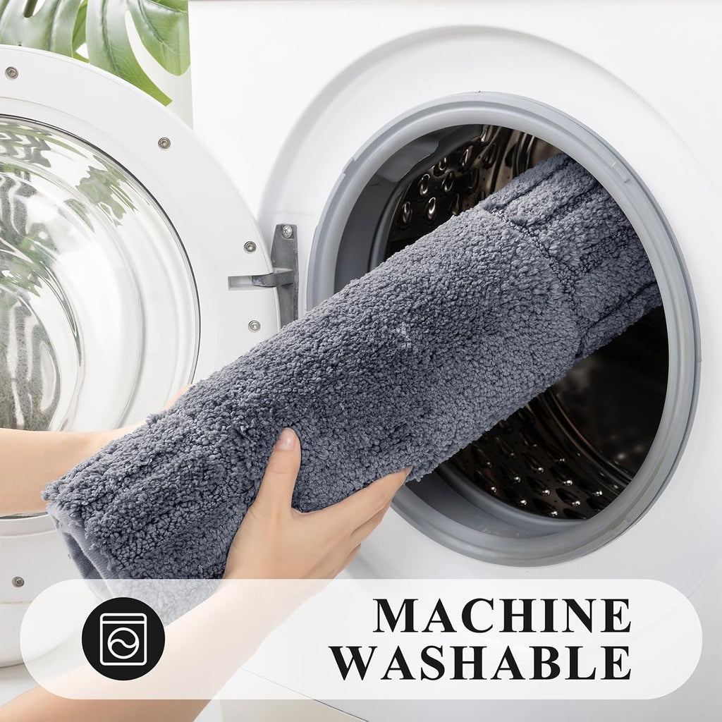 Bathroom Rugs Sets 3 Piece, Microfiber Bath Mat Set, Dark Grey | Non Slip Washable, Soft Plush, Extra Absorbent Bath