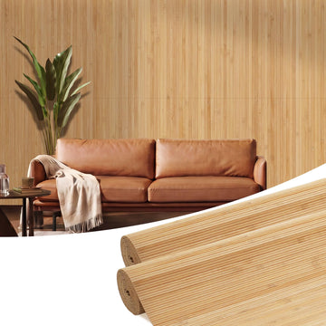 2-Pack Natural Bamboo Wall Panel, 96''x48'', Twinned Carbides