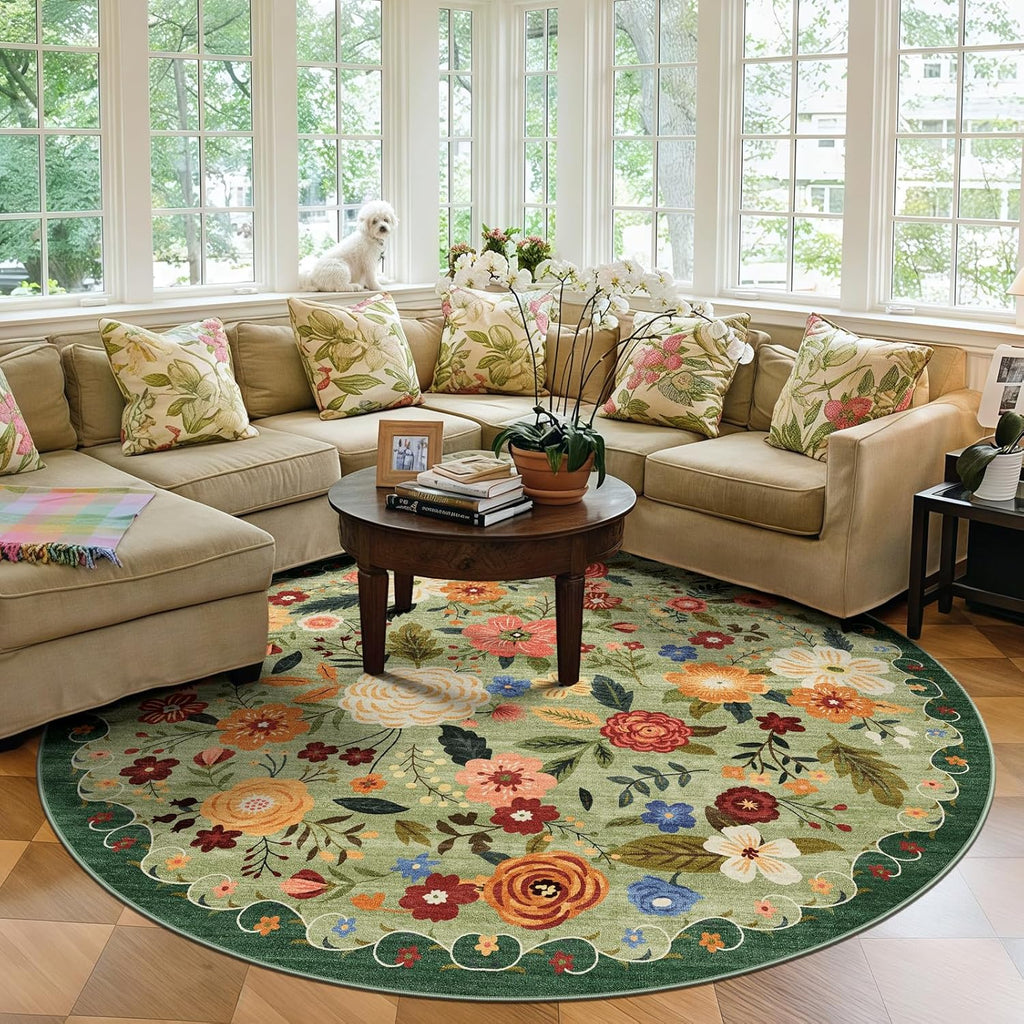 6ft Round Machine Washable Area Rug