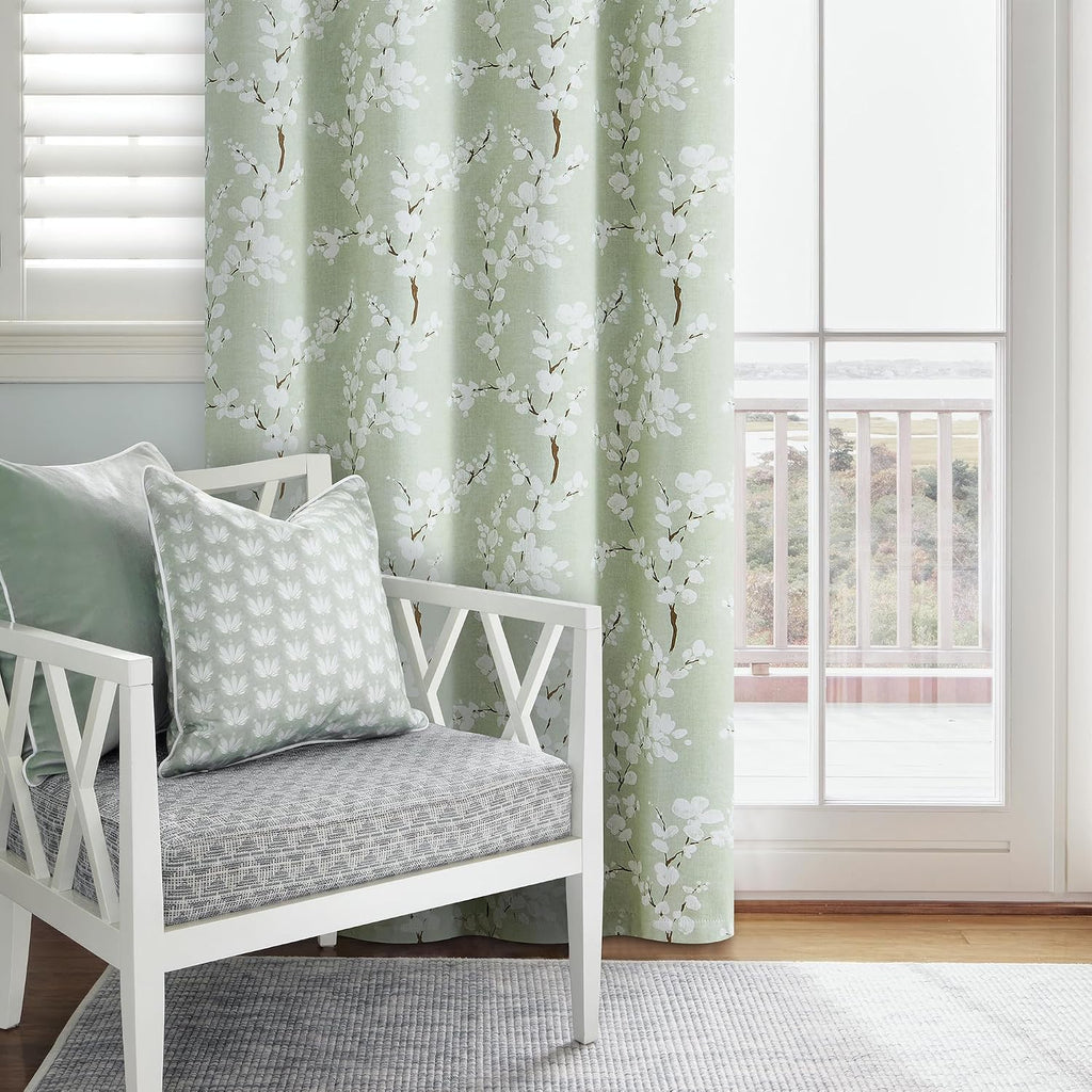 Green Kitchen Valance Curtain for Windows Bathroom Living Room Bedroom, Blossom Blackout Window Valance Thermal