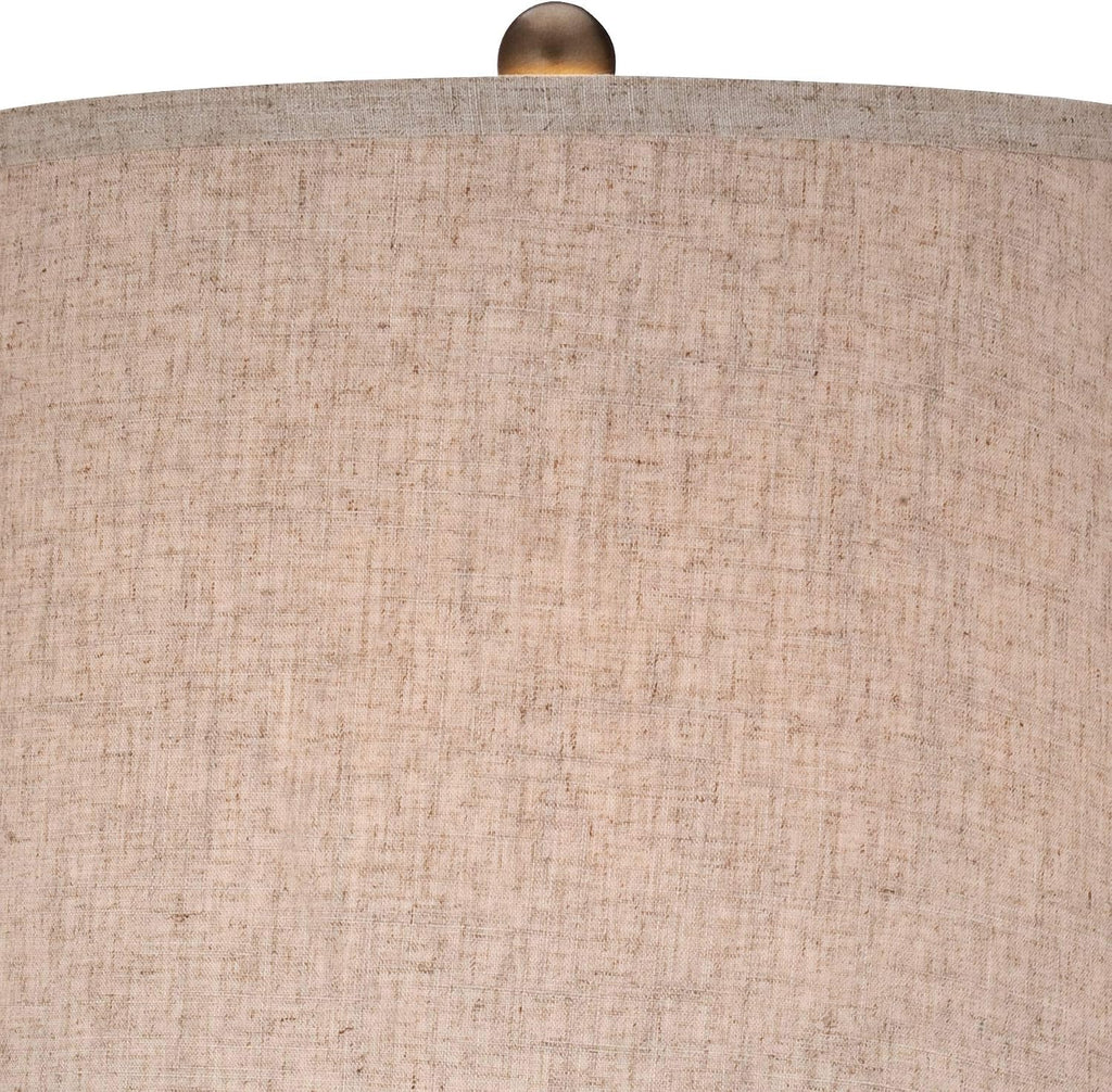 St. Claire Mid Century Modern Table Lamp 30 3/4" Tall Wood Brown Open Vase Taupe Fabric Drum Shade Living Room House