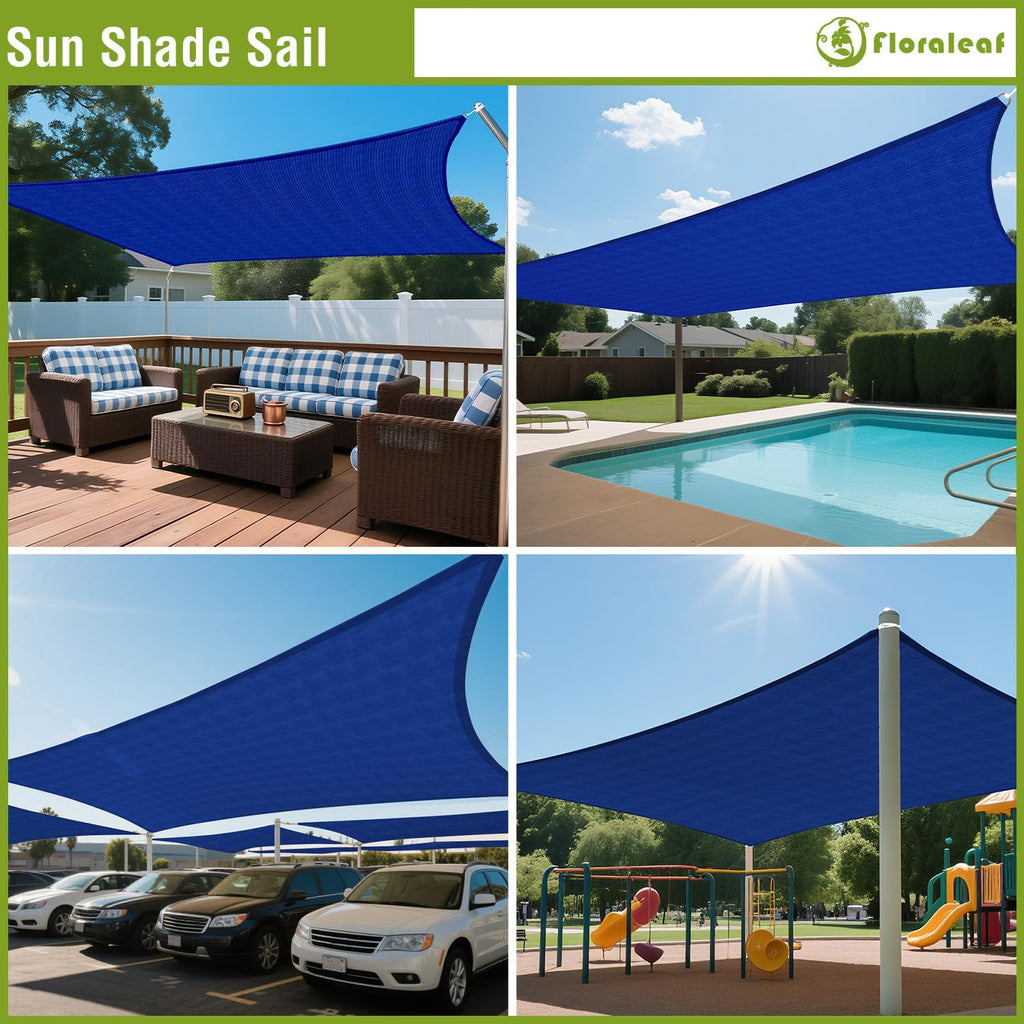 Sun Shade Sail 10' x 12' Rectangle Canopy UV Block Sunshade Permeable Sunlight Shelter Backyard Lawn Garden Outdoor