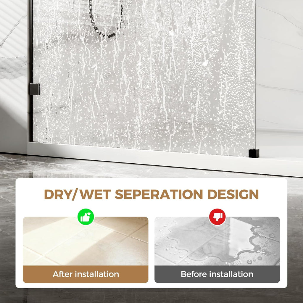 Shower Glass Panel Fixed Shower Screen, 32” W x 78” H 3/8” 10mm Single Frameless Shower Doors for Walk in Shower with