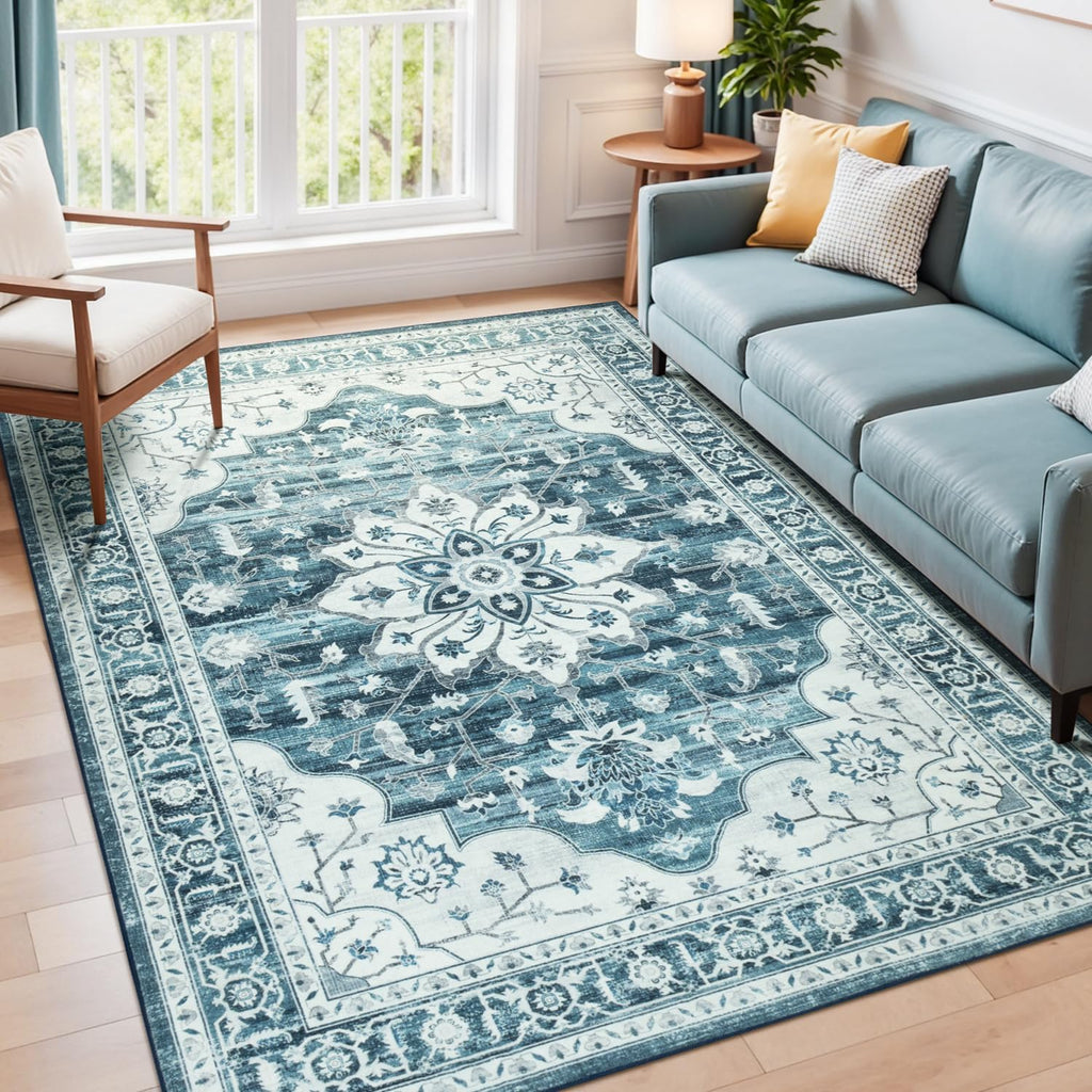 Coastal Blue White Area Rugs