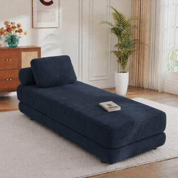 80-Inch Inch Upholstered Daybed, Chaise Lounge Chair Indoor , Navy