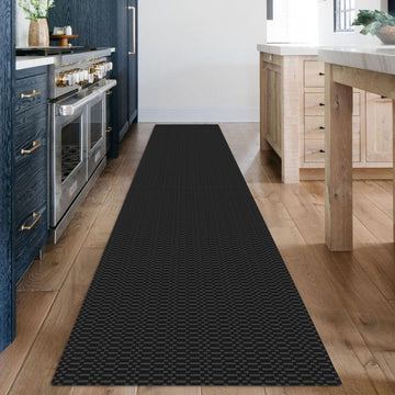 2x12 Long Runner Rug, Washable Non Slip Hallway Rug, Black/Grey