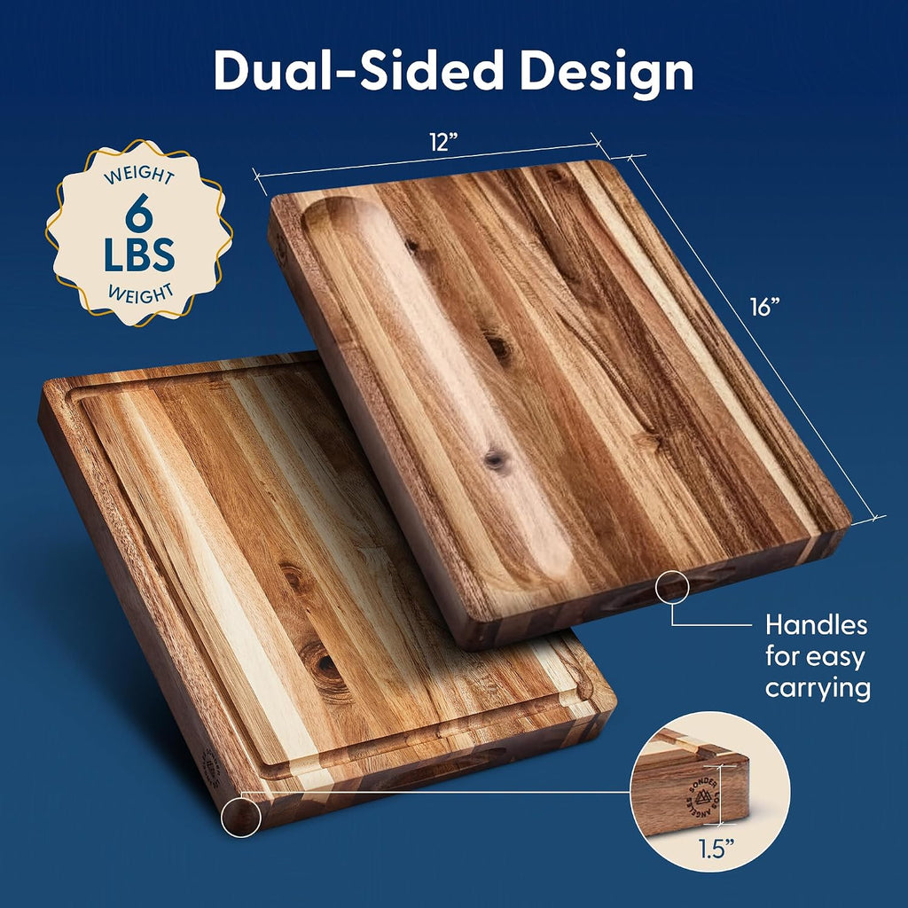 Winsome Acacia Wood Cutting Board | Acacia Edge Grain Cutting Board with Juice Groove & Sorting Compartment | Perfect