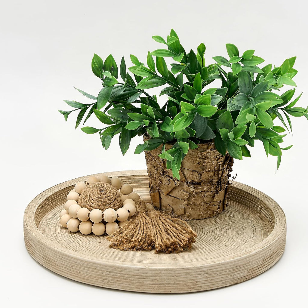 Decorative Table Tray Round Trays Home Decor Cement (11.8" Retro) | Farmhouse for Table Candle Organizer Living Room