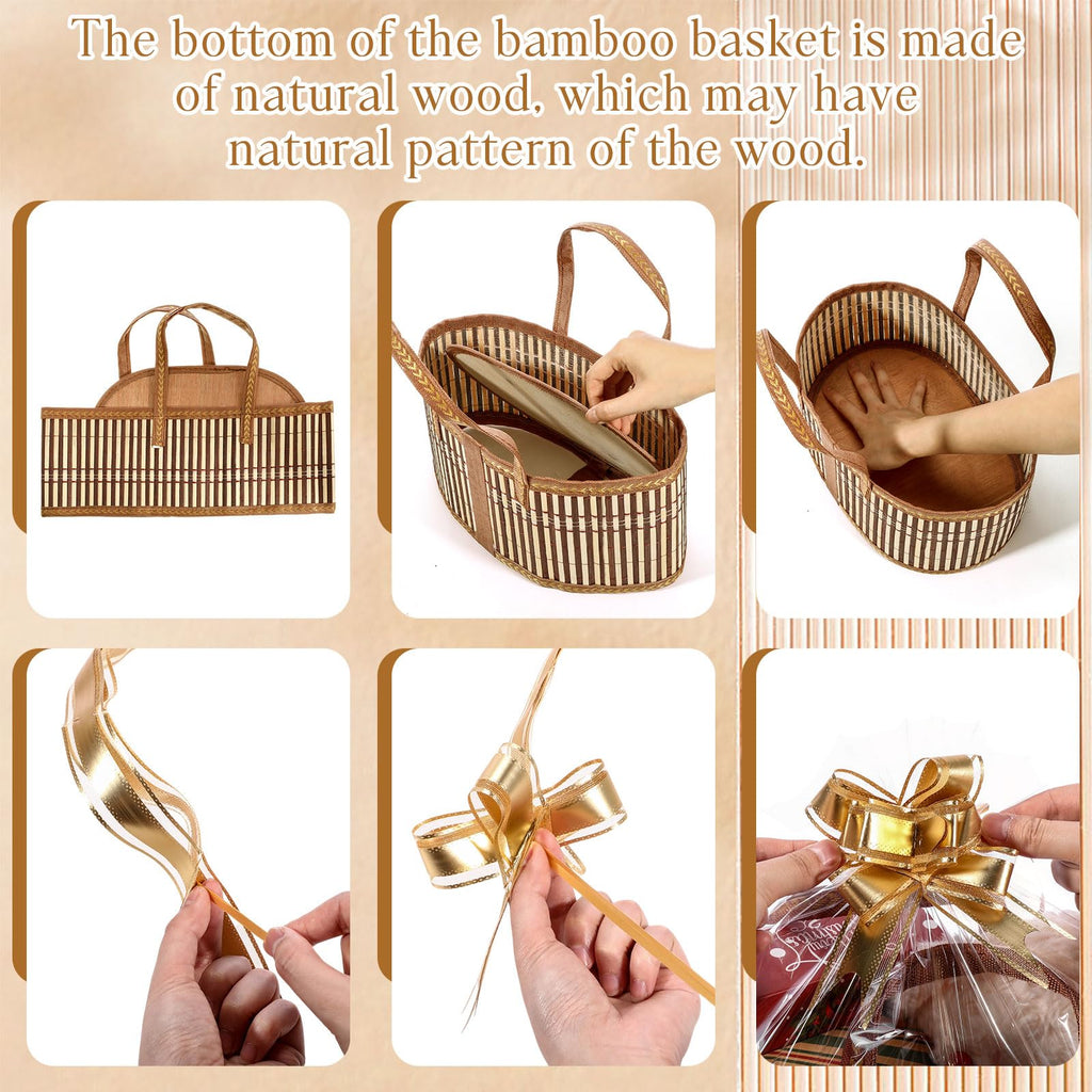 24 Set Baskets for Gifts Empty, Woven Bamboo Gift Baskets Empty