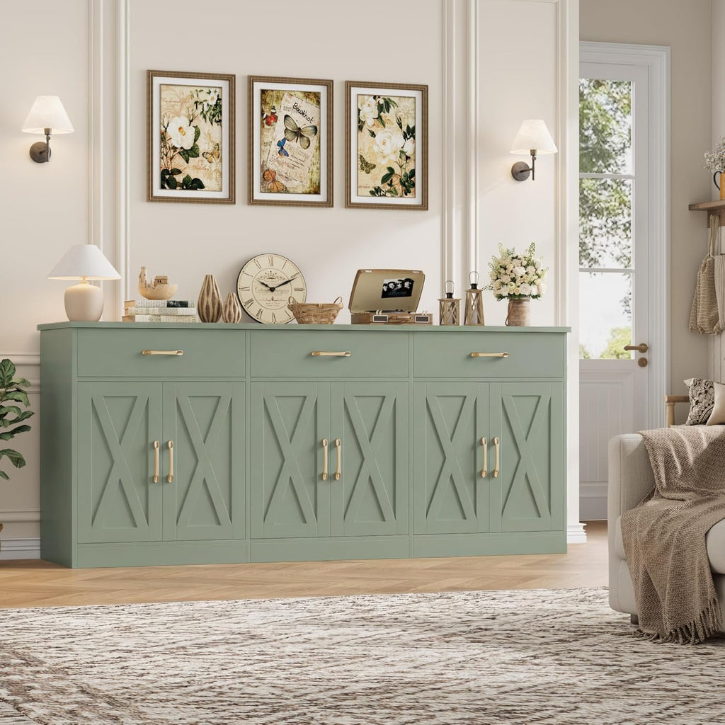 71" Large Sideboard Buffet Cabinet with Storage, Farmhouse Coffee Bar Cabinet with 3 Drawers