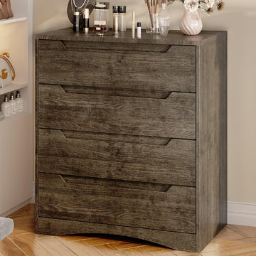 4 Drawer, Sturdy Chest of Drawers, Dark Brown