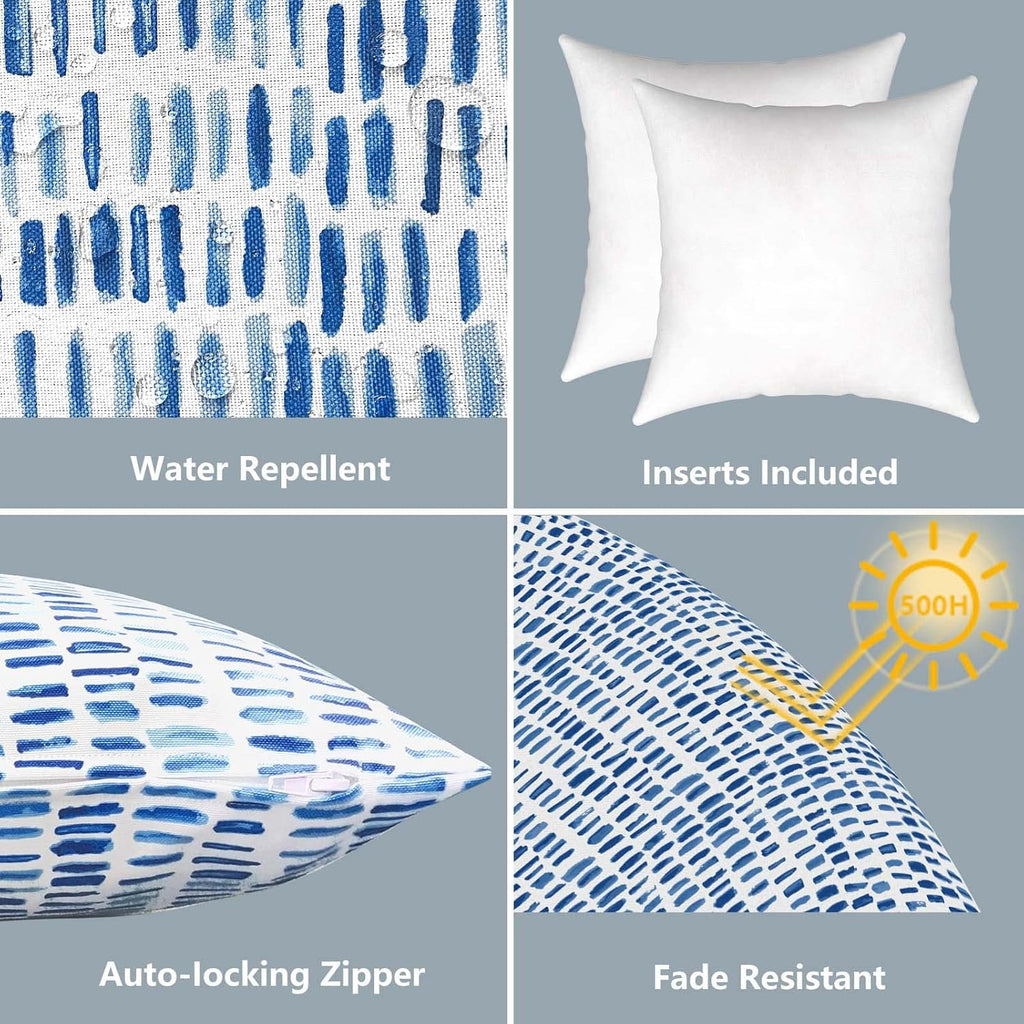 Outdoor/Indoor Throw Pillows, Decorative Throw Pillows with Inserts, 18"x18" Square Pillows, Pebble Blue)