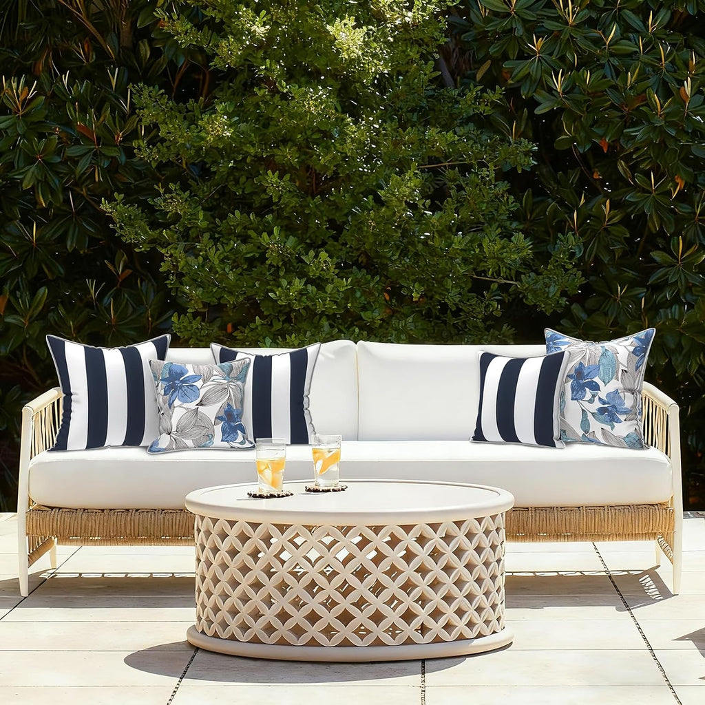 Outdoor Throw Pillow Covers Set of 2, Patio Waterproof Pillow Cases Fade Resistant Accent Pillow Covers, 18"x18"