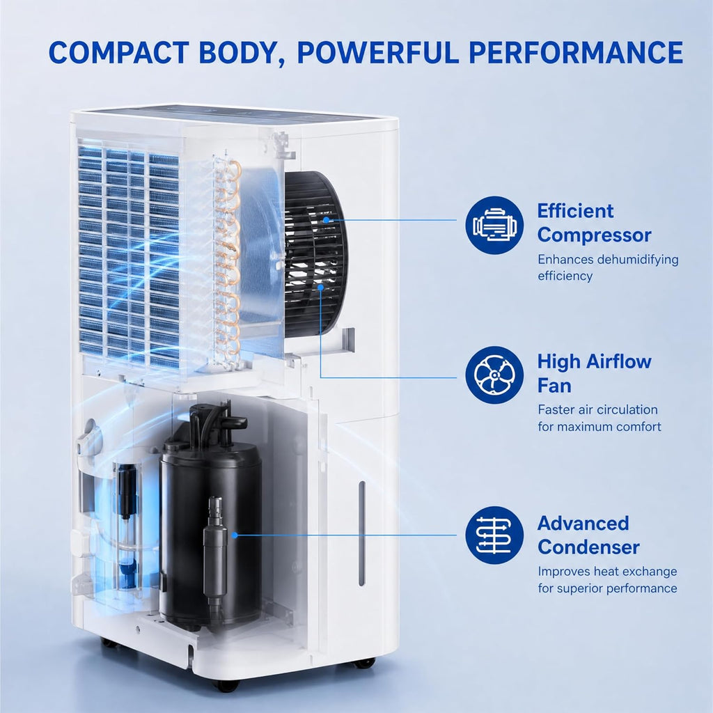 150 Pint Dehumidifier for Basement with Pump,Commercial Dehumidifier with Drain Hose for Home