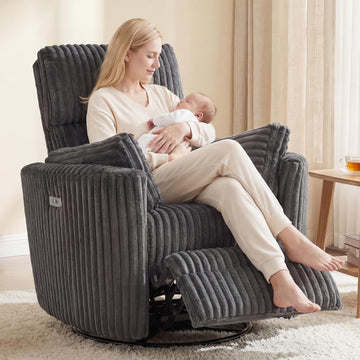 Power Recliner,Nursery Swivel Glider Rocking Chair with USB Port,Upholstered Adult Electric Recliner Rocking Chair