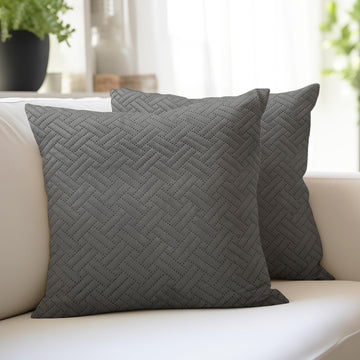 XO Velvet Throw Pillow Covers, No Inserts 20"x20" Dark Grey