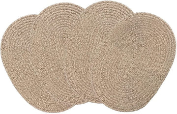 Oval Woven Placemats Set of 4, 12x16 inches, Mix Brown
