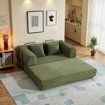 59in Boneless Couch Convertible Futon Sofa Bed Queen for Small Space | Corduroy Boneless Sleeper Sofa, Pull Out