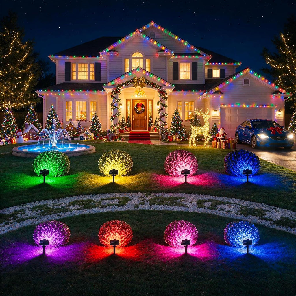 Spot Lights Outdoor Waterproof, Multicolor 10Modes RGB Solar Tree Spotlight Bright Uplights for Halloween Christmas
