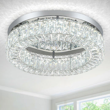 18 Inch Crystal Chandelier LED Ceiling Light Flush Mount Ceiling Light Fixtures Luxury Large Chandelier Light for