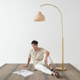 Lark Arc Lamps & Offices, Floor Lamp with Unique Hanging Wicker Shade, Standing & Tall Reading
