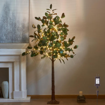 Lighted Magnolia Tree 6FT 280 LED Fairy Lights, Faux Plant Tree with Lights for Indoor Outdoor Wedding Room Spring