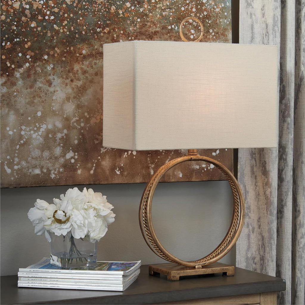 Signature Design by Ashley Mahala Traditional 28" Braided Metal Round Single Table Lamp, 3-Way Switch, UL Listed