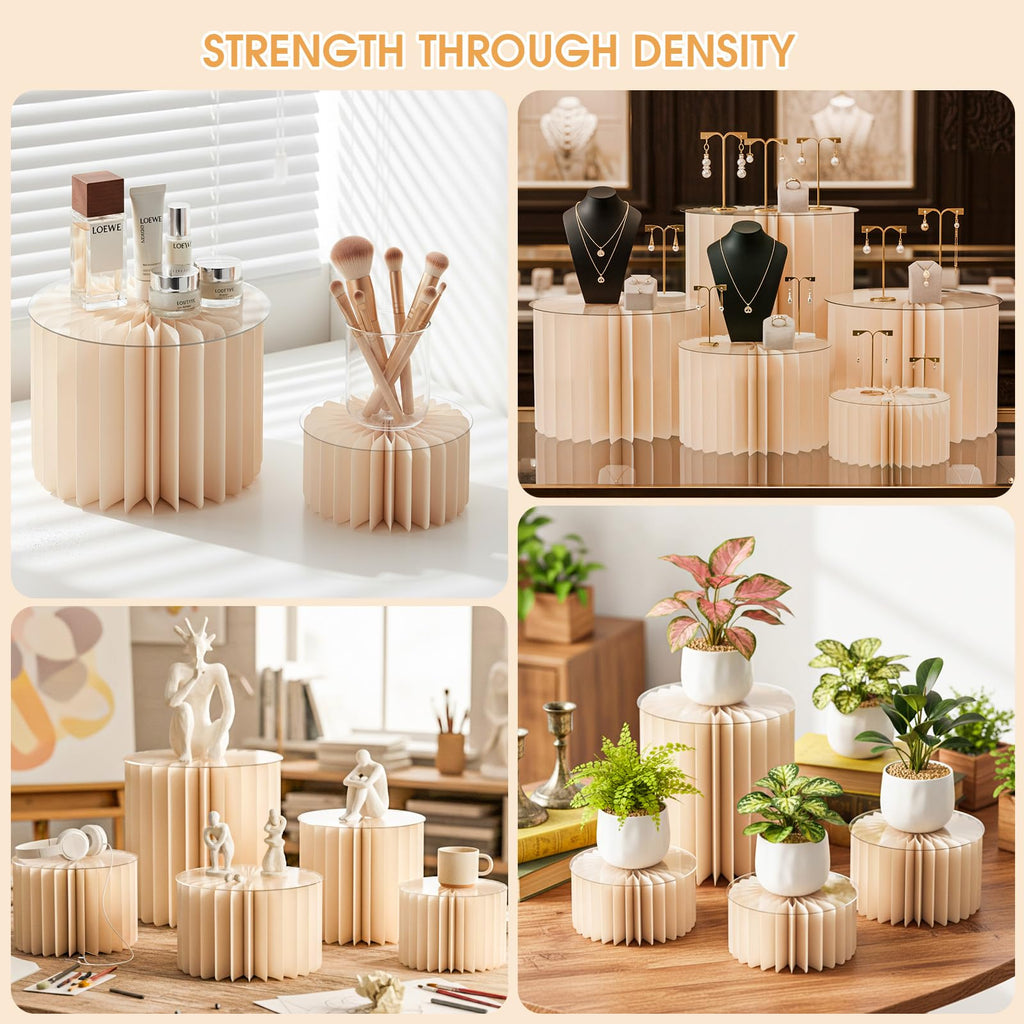 10 Pack Buffet Risers Foldable High Load-Bearing Food Display Risers for Buffet Table, Cylinder Cake & Dessert Stands