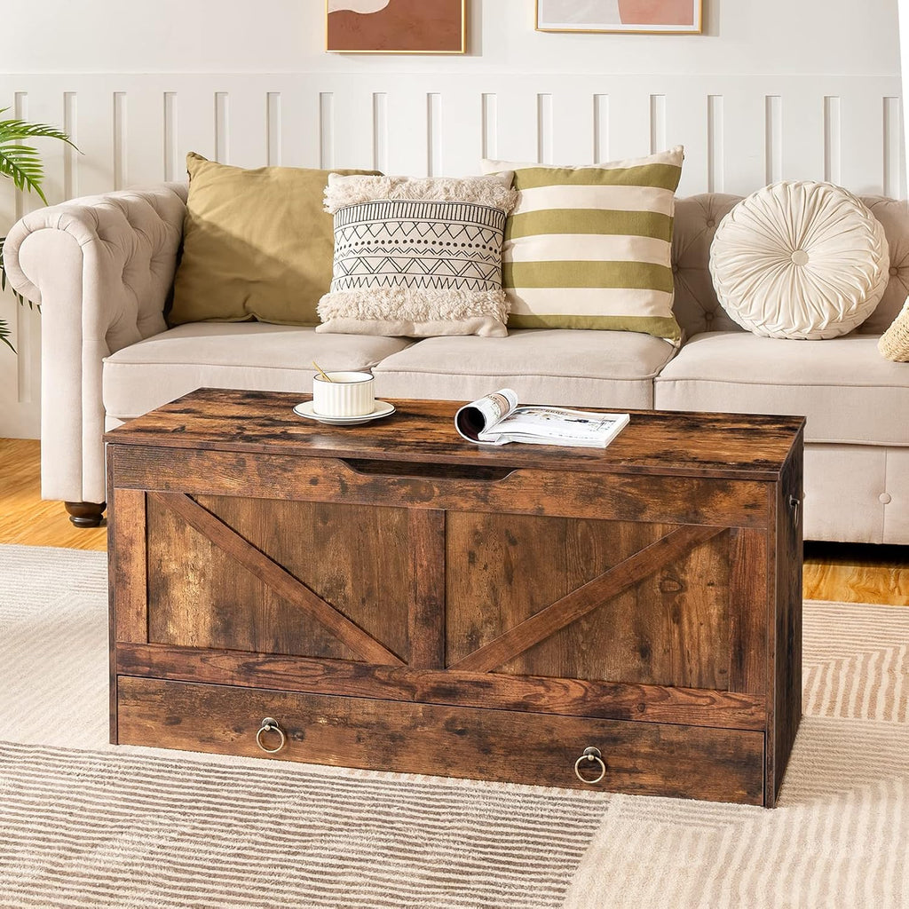 Storage Chest, 39.3" Toy Chest with Drawer, Wooden Storage Bench, Sturdy Entryway Bench Supports 220 lb, Shoe Bench