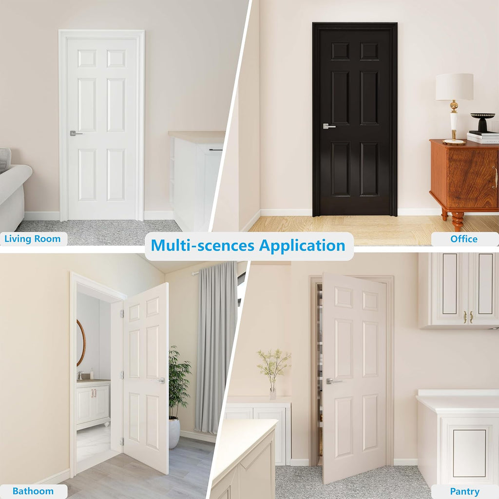 28"x80" Raised 6-Panel Textured White Primed Hollow Core Interior Molded Door Slab, NOT Pre-drilled and NOT Included Hardware, Paintable Interior Door for Pantry, Laundry, Office