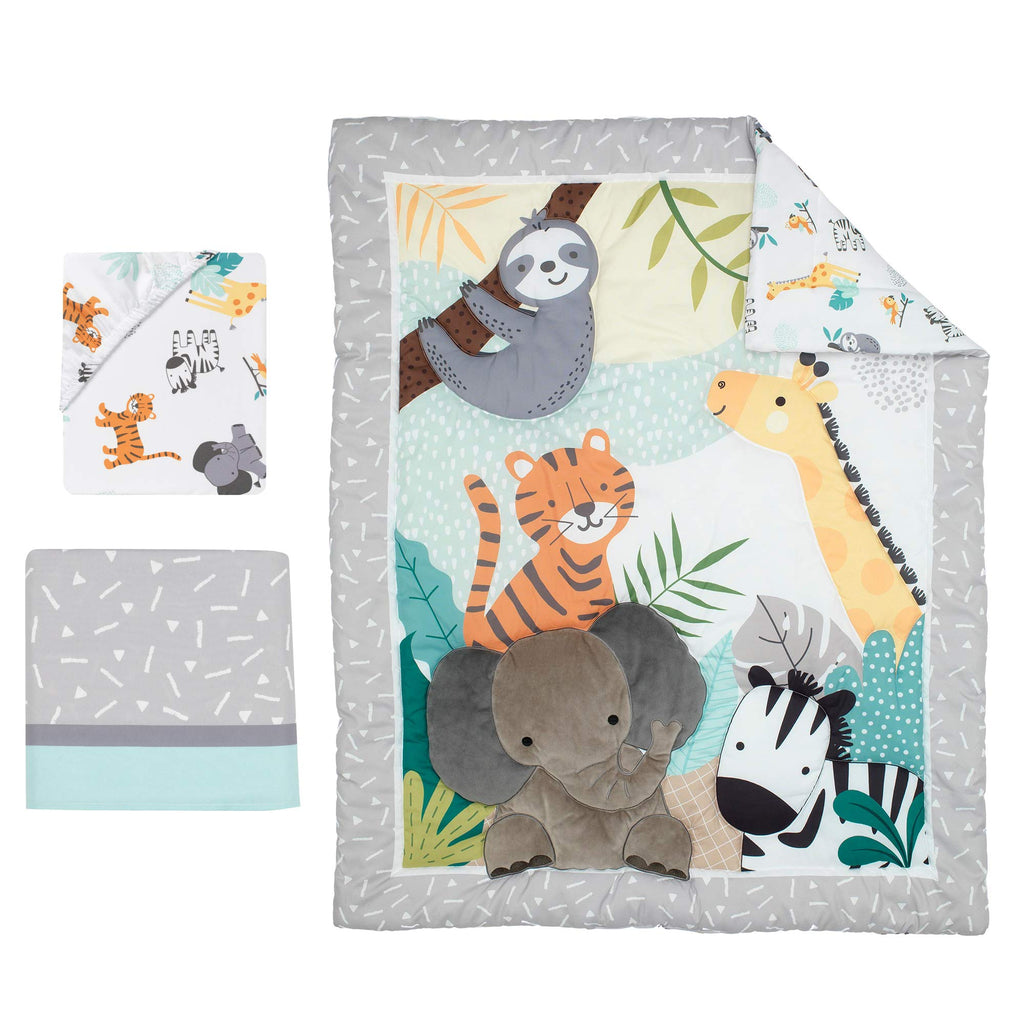 Mighty Jungle 3Piece Crib Bedding Set, Multicolor (283003V)