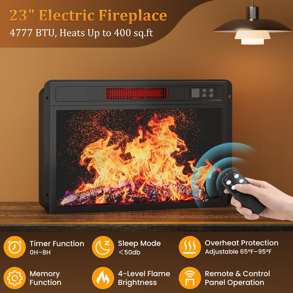 58" Fireplace TV Stand with 23" Electric Fireplace, Entertainment Center for TVs up to 65", TV Console with 3 Storage