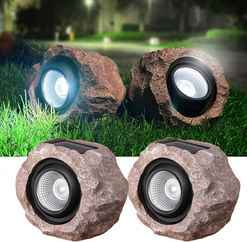 Solar Rock Lights Outdoor, 2 Pack Super Bright Solar Spot Lights Outdoor IP65 Waterproof Solar Yard Lights, Auto