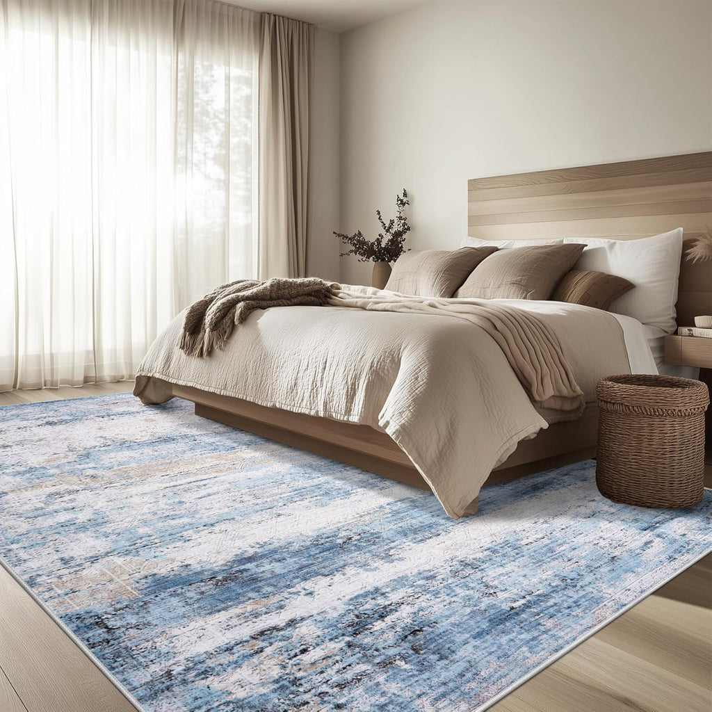 Area Rug Living Room Rugs - Washable Rug Large Modern Abstract Soft Thin Carpets Indoor Floor No Slip Vintage