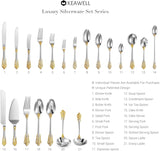 Luxury 20 Pieces 18/10 Stainless Steel Flatware set, Service for 4, silver plated with gold accents