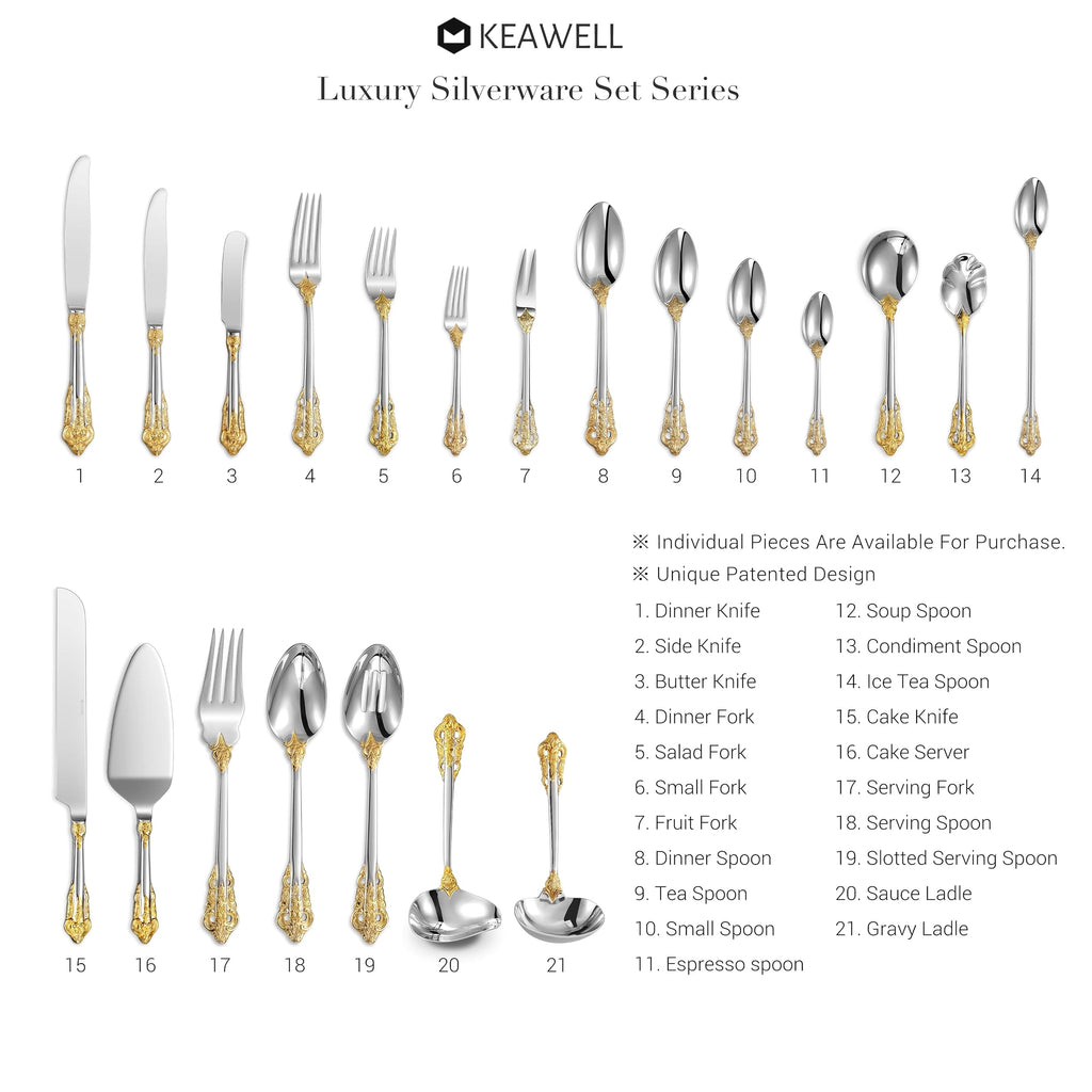 Luxury 45-Piece 18/10 Stainless Steel Flatware Set