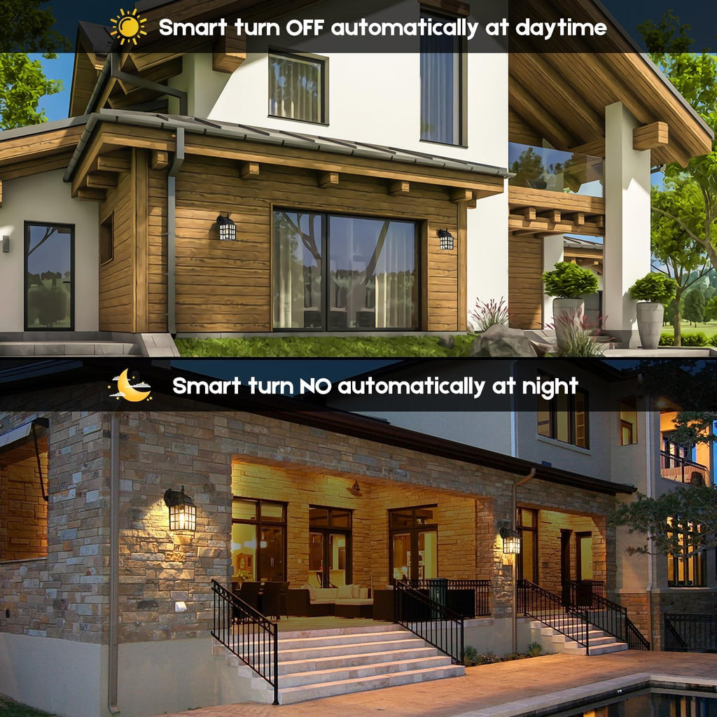 2-Pack Dusk to Dawn Outdoor Wall Lantern, Exterior Light Fixtures with Photocell Sensor, Black Wall Light Waterproof